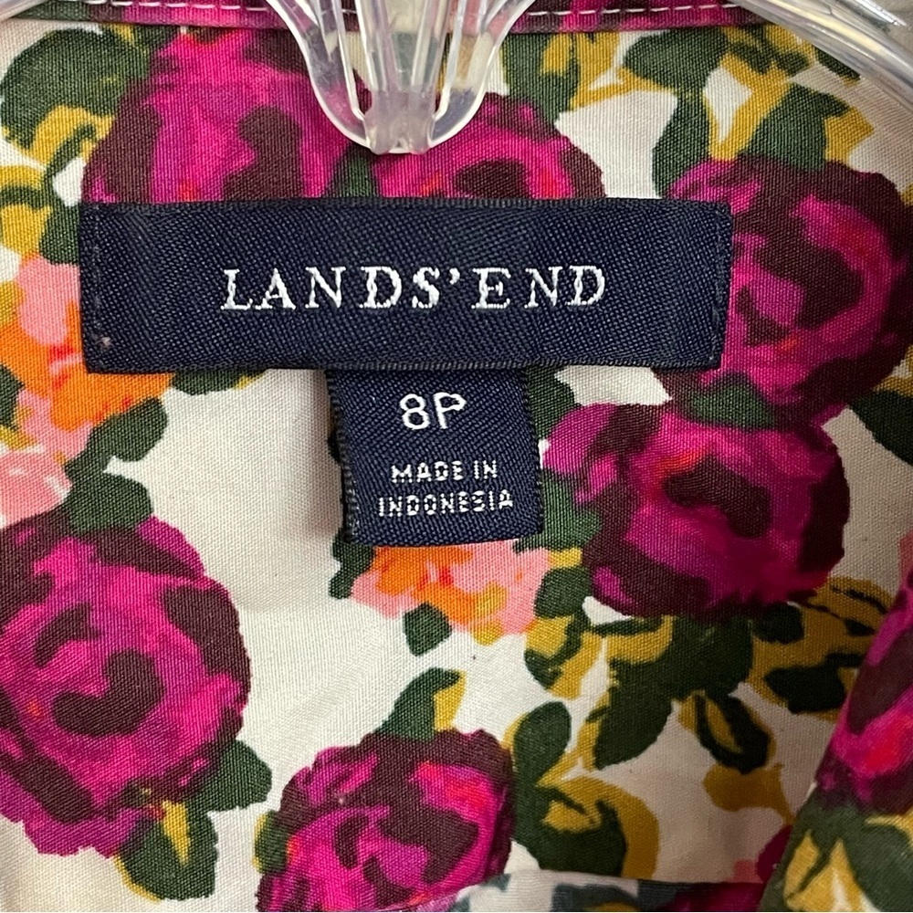 Lands’ End women’s size 8 Petite Floral supima cotton pink - Picture 2 of 10